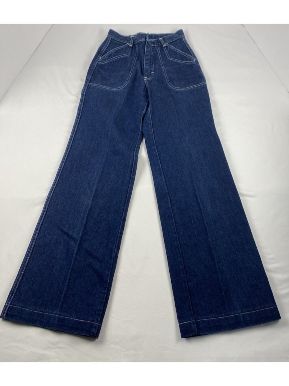 VTG 80s Style Jrs / Womens High Rise Size 7 Wide Leg Deep Pocket Tie Back Pocket - Picture 2 of 13
